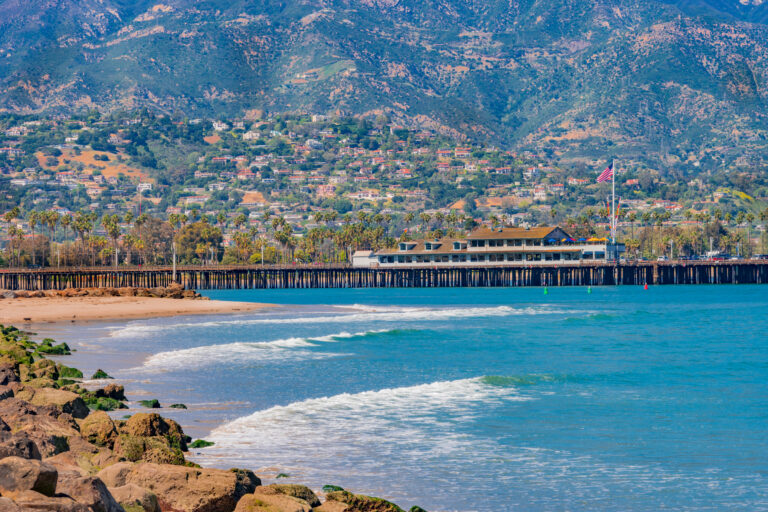 Santa Barbara Harbor coastline view of homes